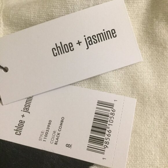 NWT Chloe + Jasmine size girls 8 ruffle at sleeve black and white/cream soft - Picture 3 of 9